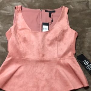 BCBG peplum top faux suede sleeveless.
